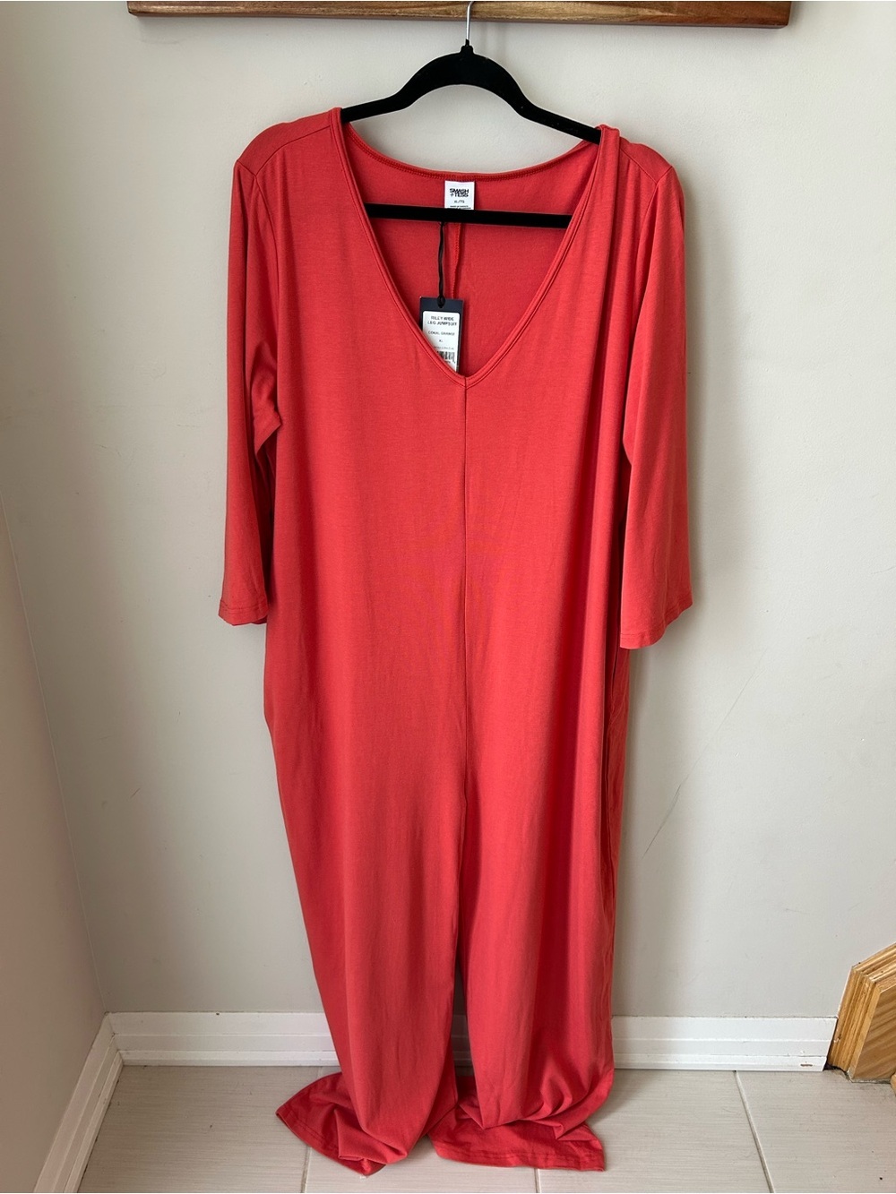 NWT Smash + Tess Riley Wide Leg Bamboo Jumpsuit Coral Orange XL